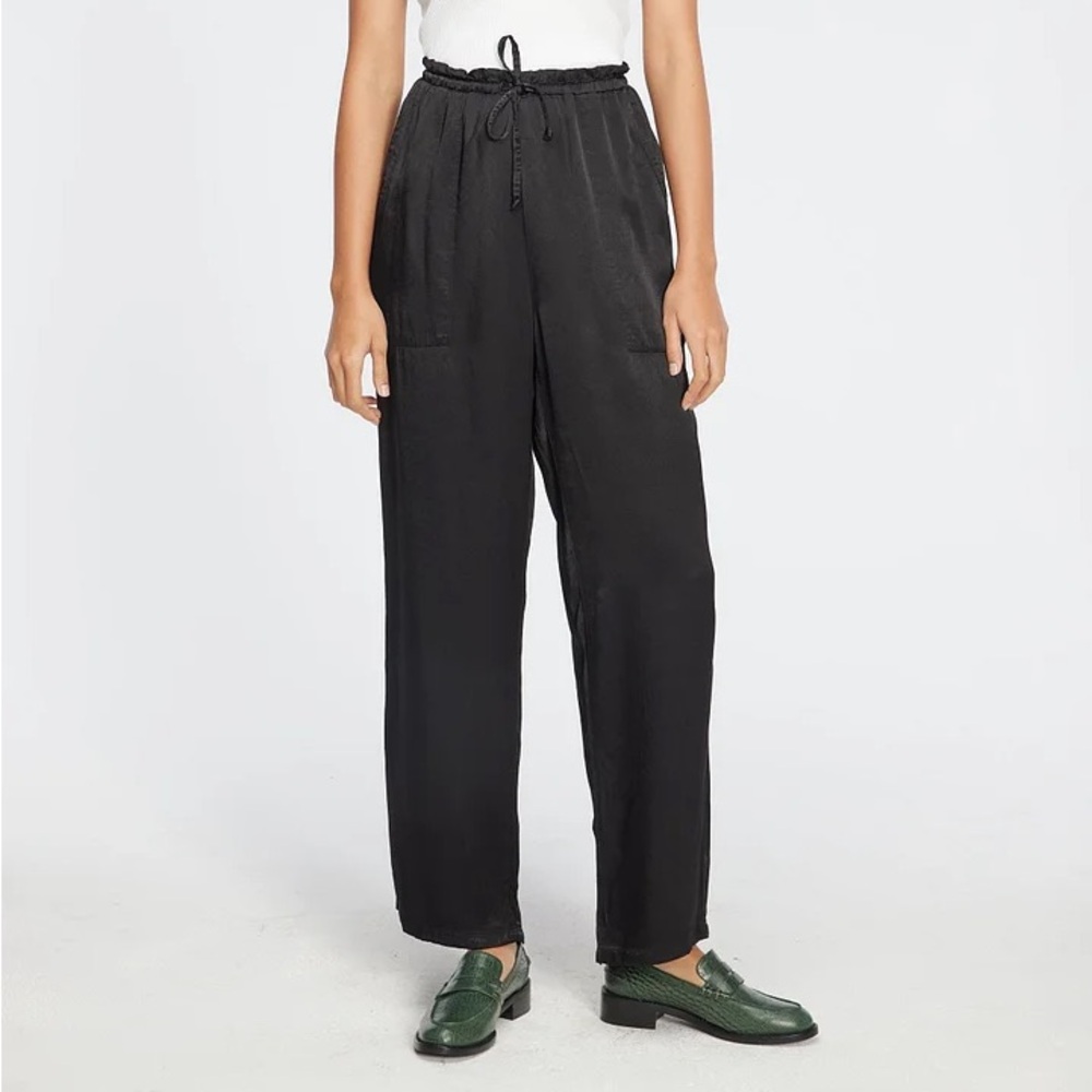 LACAUSA Uma Black Satin Pants Size Medium